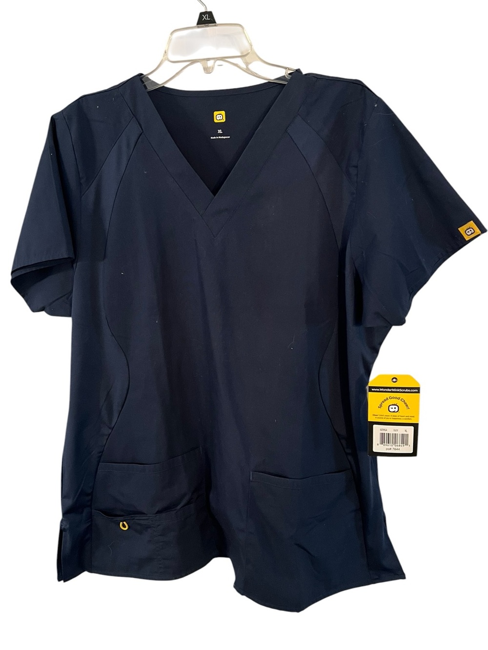 WonderWink Origins Bravo Navy Blue V-Neck Scrub Top XL NWT